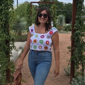 Handmade crochet crop top boho retro
